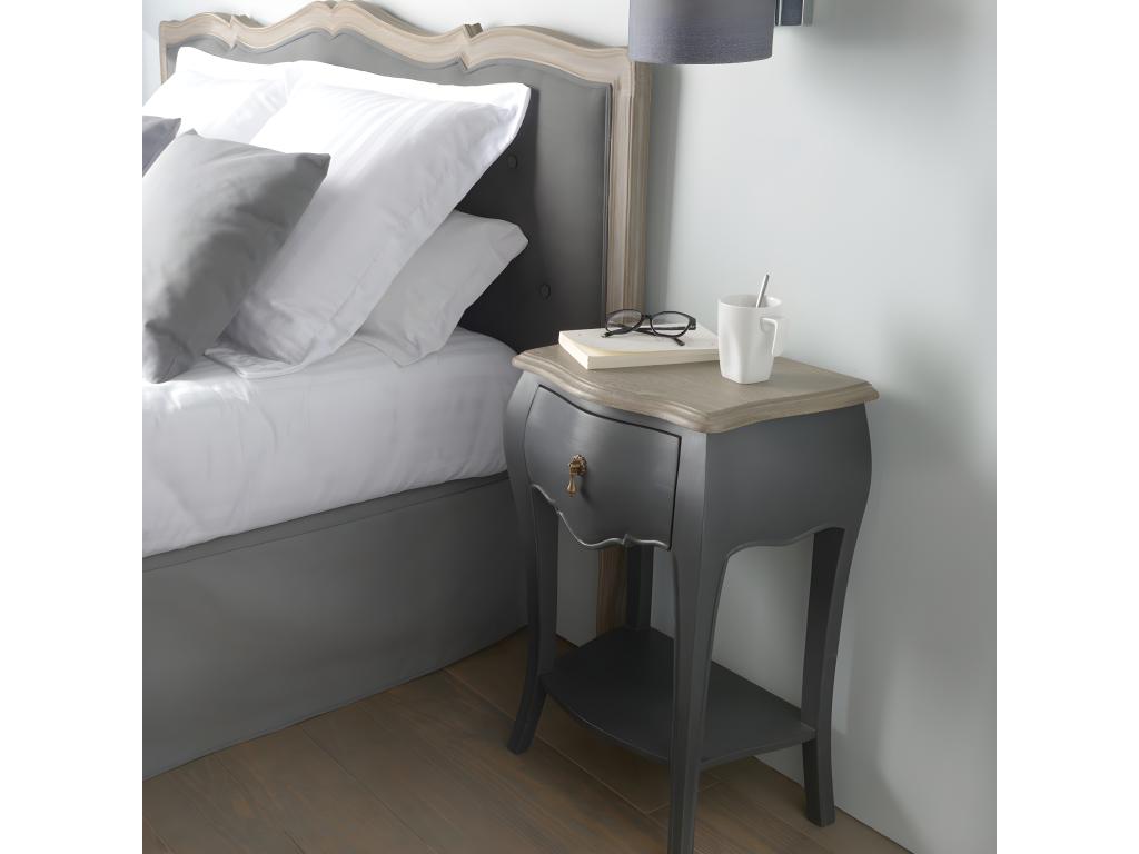 Grey bedside table with 1 drawer Meublita