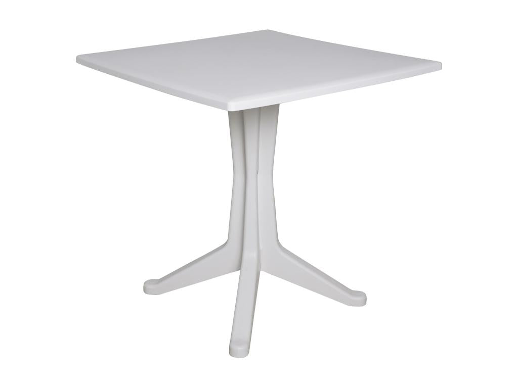Meublita outdoor table with fixed square shelf, versatile garden table, Made in Italy, 70x70x72 cm, White