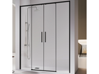 Vertchez shower enclosure with 2 fixed glass panels and 2 sliding doors, matte black, 142-144.6 cm