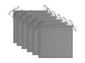 Garden chairs with grey cushions, set of 6, solid teak wood