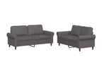 2-piece sofa set with cushions, grey faux leather